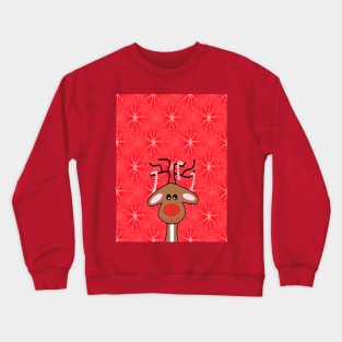 REINDEER Christmas Red With Snowflakes Crewneck Sweatshirt